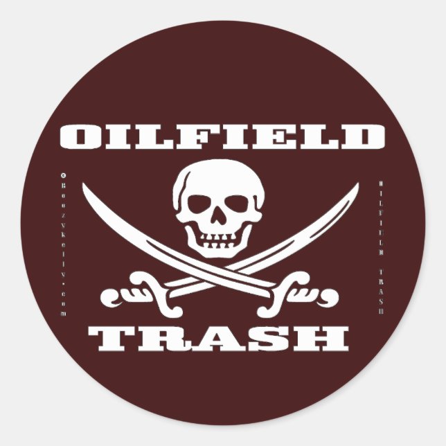Sticker Rond Sticule De Déchets De Terrain D'Huile, Crâne Et Cr (Devant)