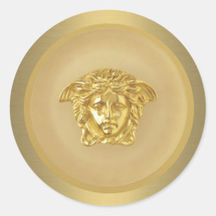 Sticker Rond Sticule de médaillon d'or Medusa