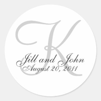 Sticker Rond Sticule de phoque Monogram K Mariage White Bride G