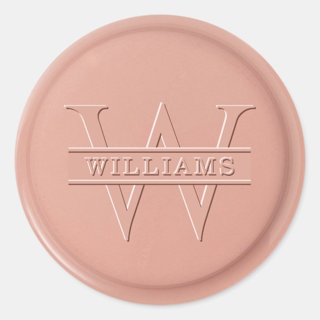 Sticker Rond Sticule de sceau de cire en latte du Rose Monogram (Devant)