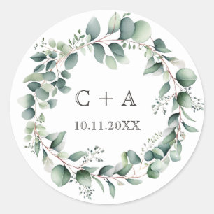 Sticker Rond Sticule Mariage rond Monogramme de la couronne d'a