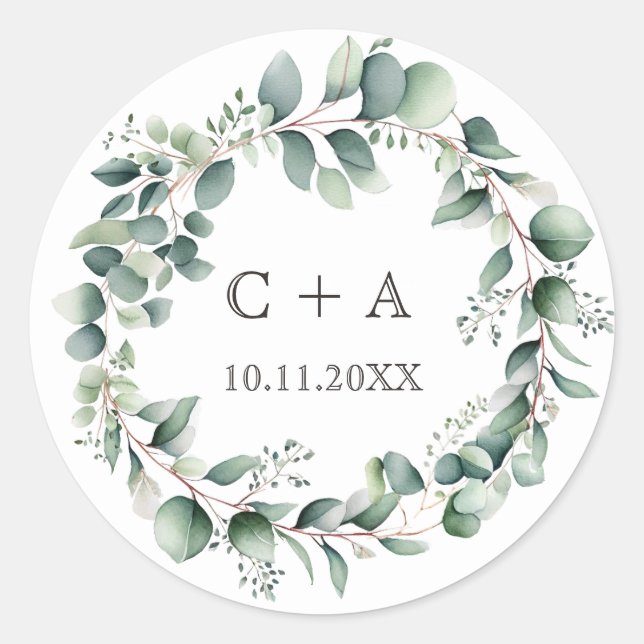 Sticker Rond Sticule Mariage rond Monogramme de la couronne d'a (Devant)