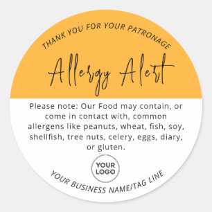 Sticker Rond Sticule rond d'alerte d'allergie jaune