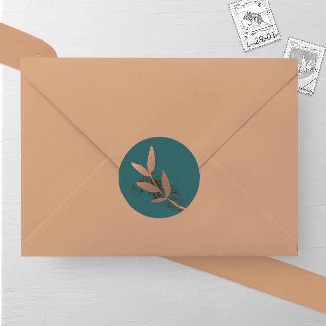 Sticker Rond Sticule rond Mariage à feuilles d'épicéa et de bro (Créateur téléchargé)