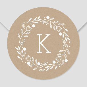 Sticker Rond Sticule rond Monogramme Wreath Whimsy