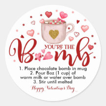 Sticule ronde Valentine Hot Chocolate Cocaca Bombe