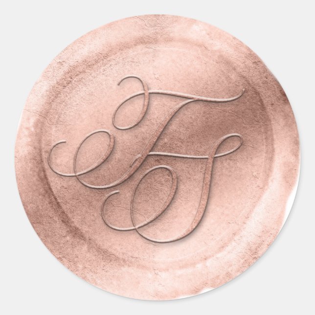 Sticker Rond Sticule rose de cire d'or Look 2 lettres Monogramm (Devant)