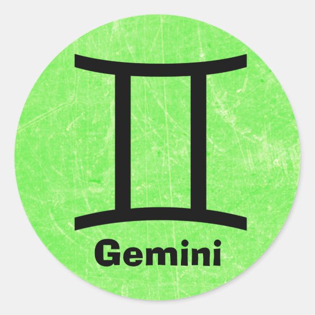 Sticker Rond Sticule vert chaux Gemini Zodiac Horoscope (Devant)