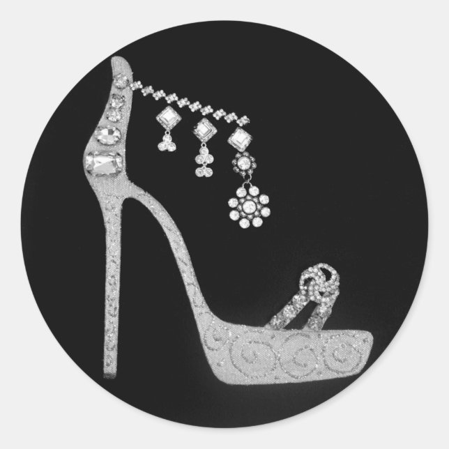 Sticker Rond "Stiletto et bijoux" (Devant)
