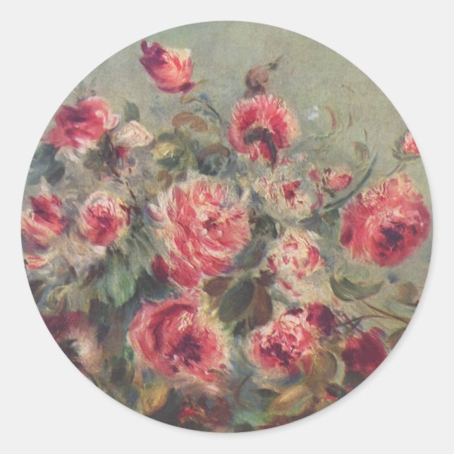 Sticker Rond Still Life, Roses de Vargemont | Renoir (Devant)
