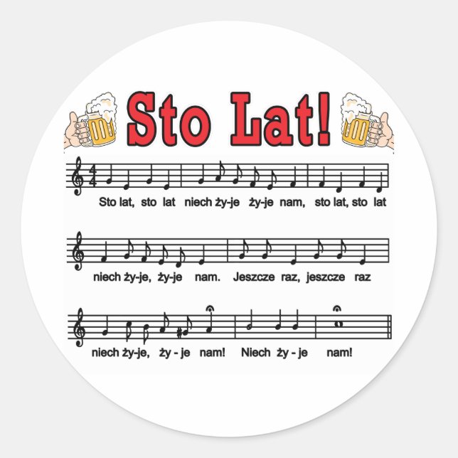 Sticker Rond Sto Lat ! Chanson Avec Beer Mugs (Devant)