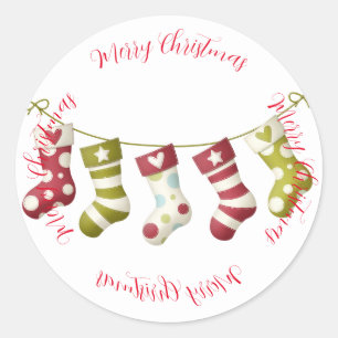 Sticker Rond Stockage de Noël avec Joyeux voeux de Noël