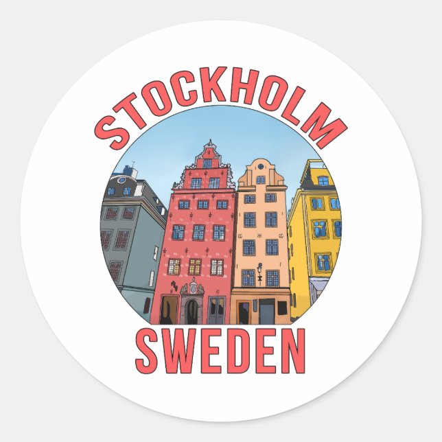 Sticker Rond Stockholm Suède (Devant)