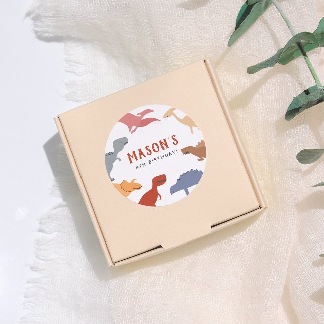 Sticker Rond Stompe, Chompe & Roar ! Dinosaures fête d'annivers (Créateur téléchargé)