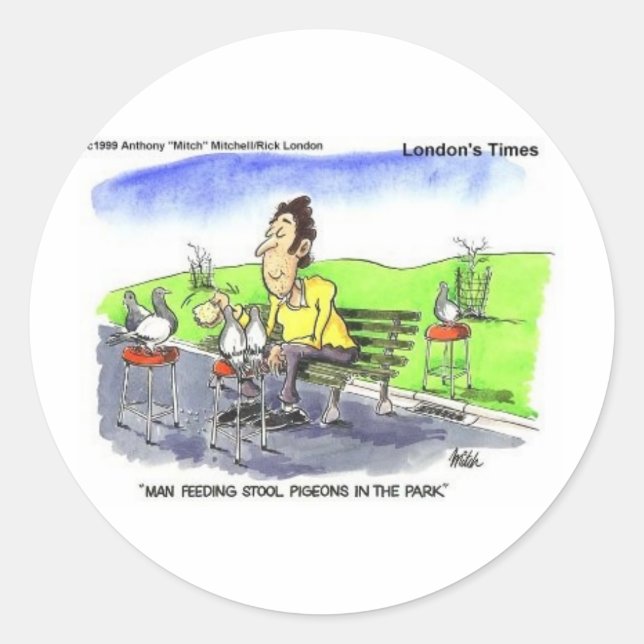 Sticker Rond Stool Pigeons Drôle Cadeaux Tee - shirts et Objets (Devant)