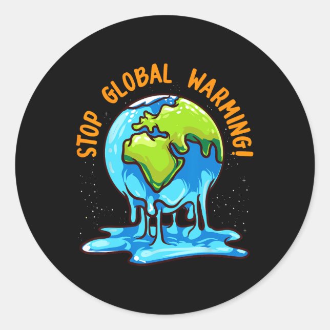Sticker Rond Stop Global Warming Climate Change Jour des terres (Devant)