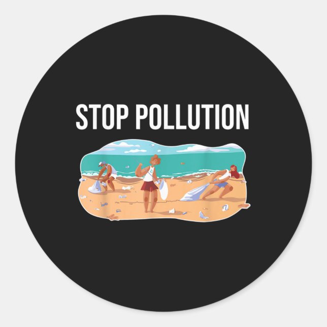 Sticker Rond Stop Pollution Plastic Sea De l'environnement Prot (Devant)