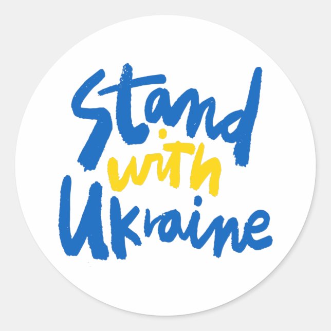 Sticker Rond Stoppez avec l'autocollant Ukraine (Devant)