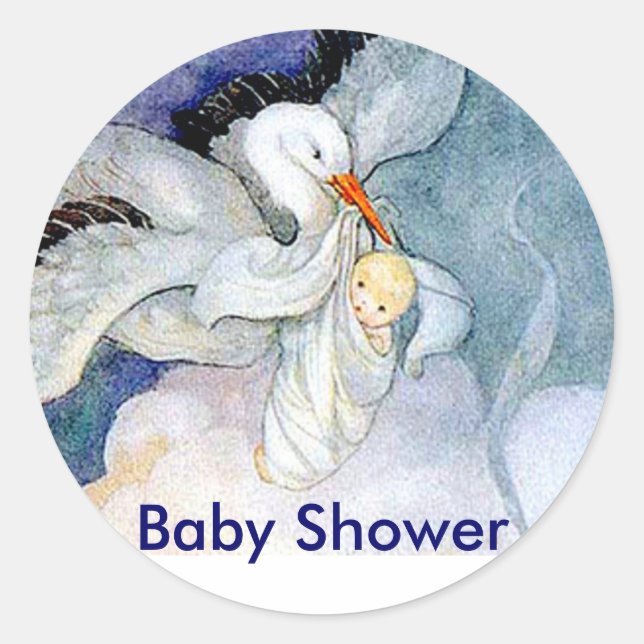 Sticker Rond Stork and Baby (Devant)