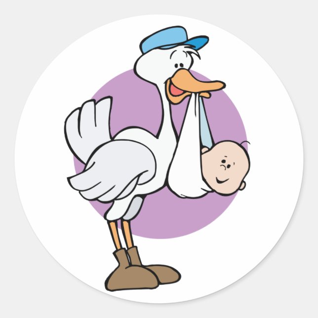 Sticker Rond Stork avec bébé (Devant)