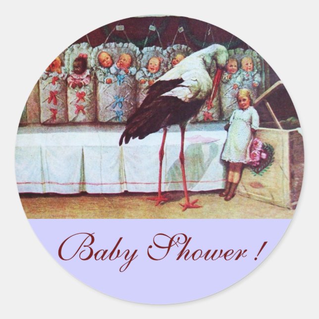 Sticker Rond STORK BÉBÉ GARÇON DOUCHE 3 bleu (Devant)