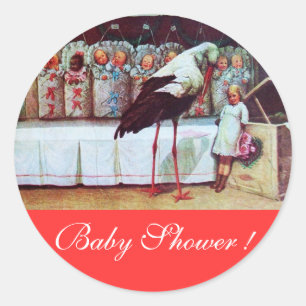 Sticker Rond STORK BÉBÉ GARÇON DOUCHE 3 rouge