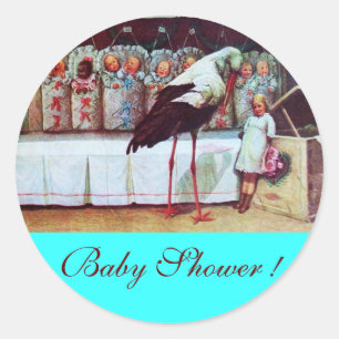 Sticker Rond STORK BÉBÉ GARÇON DOUCHE 3 turquase