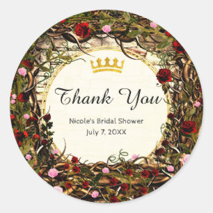 Sticker Rond Storybook Princess Vintage Briar Rose Party Favori