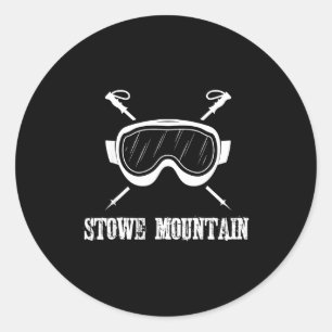 Sticker Rond Stowe montagne vermont skieur ski rustique
