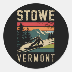 Sticker Rond Stowe Vermont Snowboard Vintage Mont Snowboard