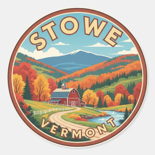 Sticker Rond Stowe Vermont Travel (Devant)