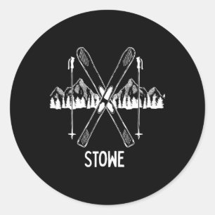 Sticker Rond Stowe Vermont Vt Rétro Vacances Ski Snowboardin