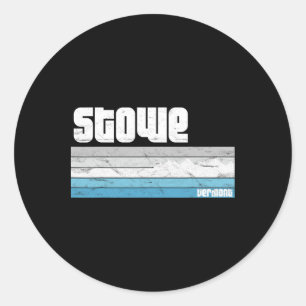 Sticker Rond Stowe Vermont Vt Rétro Vacances Ski Snowboardin