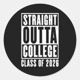 Sticker Rond Straight Outta College Classe de 2026