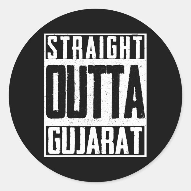 Sticker Rond Straight Outta Gujarat India Indian Cricket Pride  (Devant)