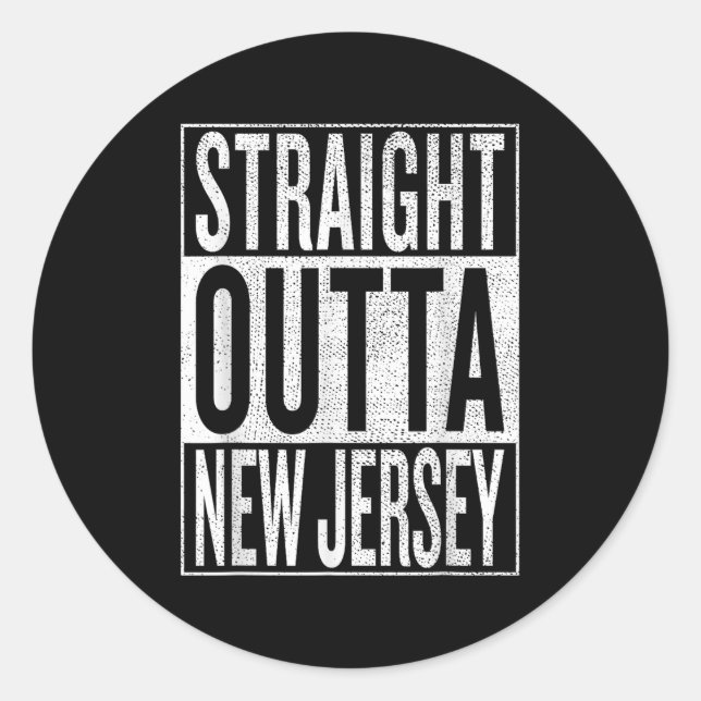 Sticker Rond Straight Outta New Jersey Great Travel &amp;  (Devant)