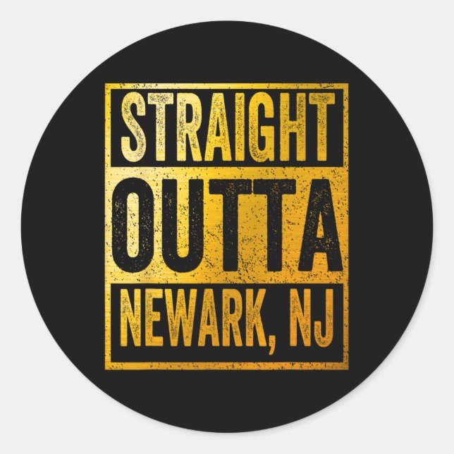 Sticker Rond Straight Outta Newark New Jersey  (Devant)