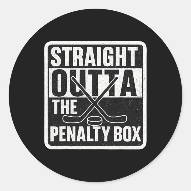 Sticker Rond Straight Outta The Penalty Box Ice Hockey Player B (Devant)