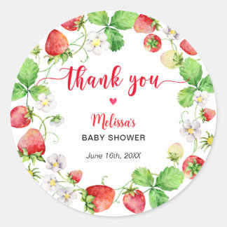 Sticker Rond Strawberry Baby Shower Thank You