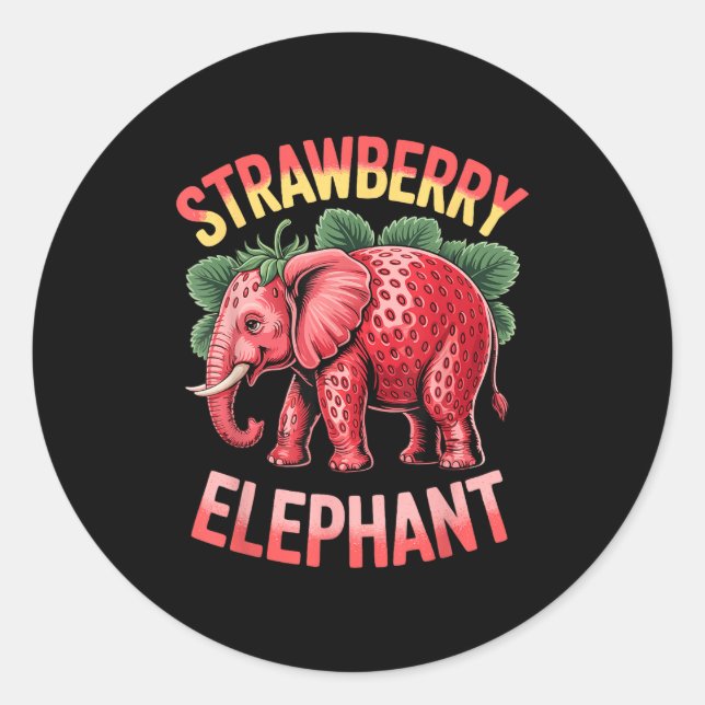Sticker Rond Strawberry Elephant Cute Meme Kids Italian Brainro (Devant)