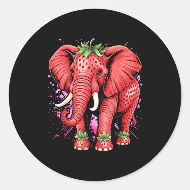 Sticker Rond Strawberry Elephant Italian Brain Rot Meme Birthda (Devant)