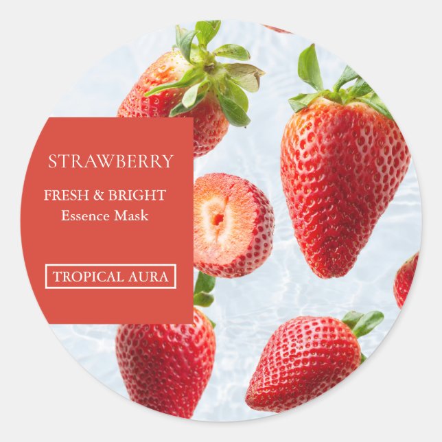 Sticker Rond Strawberry Facial Mask Label (Devant)