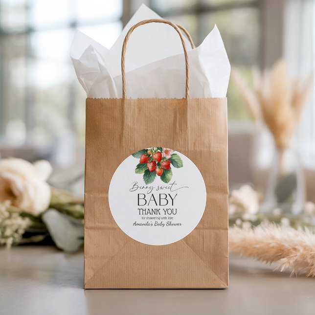 Sticker Rond Strawberry Fresh Market Berry Sweet Baby Shower (Créateur téléchargé)