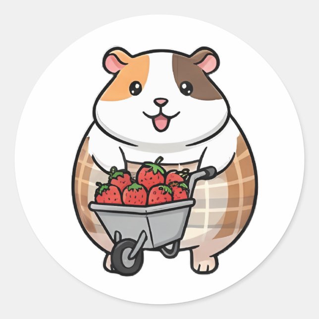 Sticker Rond Strawberry Guinea Pig (Devant)
