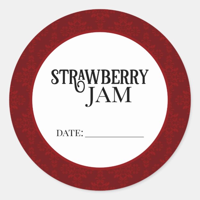 Sticker Rond Strawberry Jam Canning Lid Labels (Devant)