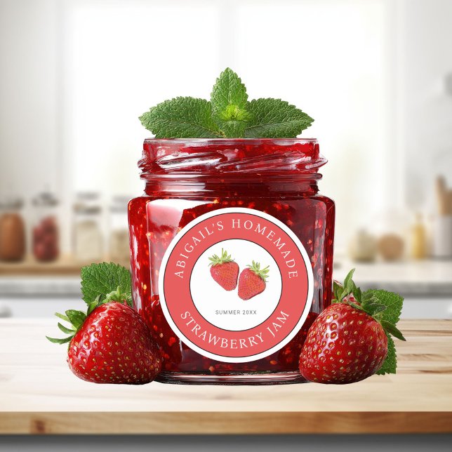Sticker Rond Strawberry Jam Label  (Créateur téléchargé)