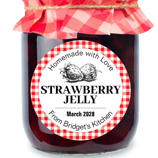 Sticker Rond Strawberry Jelly Jam Homemade label STRAW02rd (Créateur téléchargé)