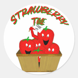 Sticker Rond Strawberry Time !