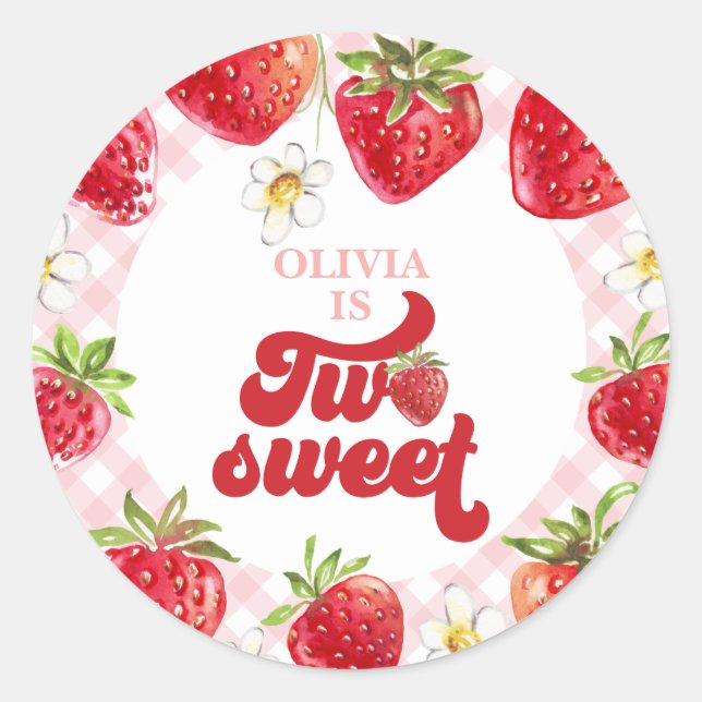 Sticker Rond Strawberry Two Sweet 2e anniversaire (Devant)