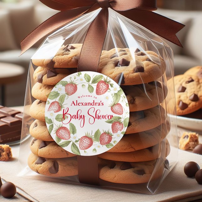 Sticker Rond Strawberry Woodland Baby Shower (Créateur téléchargé)